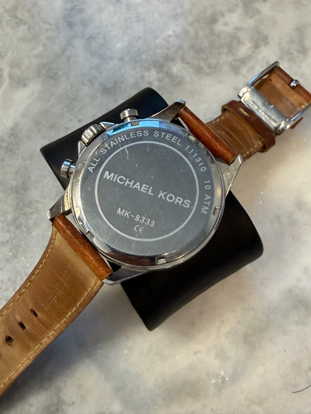 Michael Kors Brown Leather Strap Watch with Black Dial - Picture 3 of 3